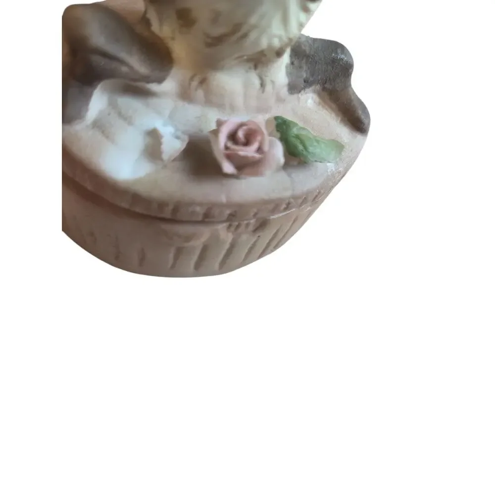 VINTAGE OWL FIGURINE PORCELAIN FIGURE CERAMIC TRINKET BOX BIRD COLLECTIBLE RETRO